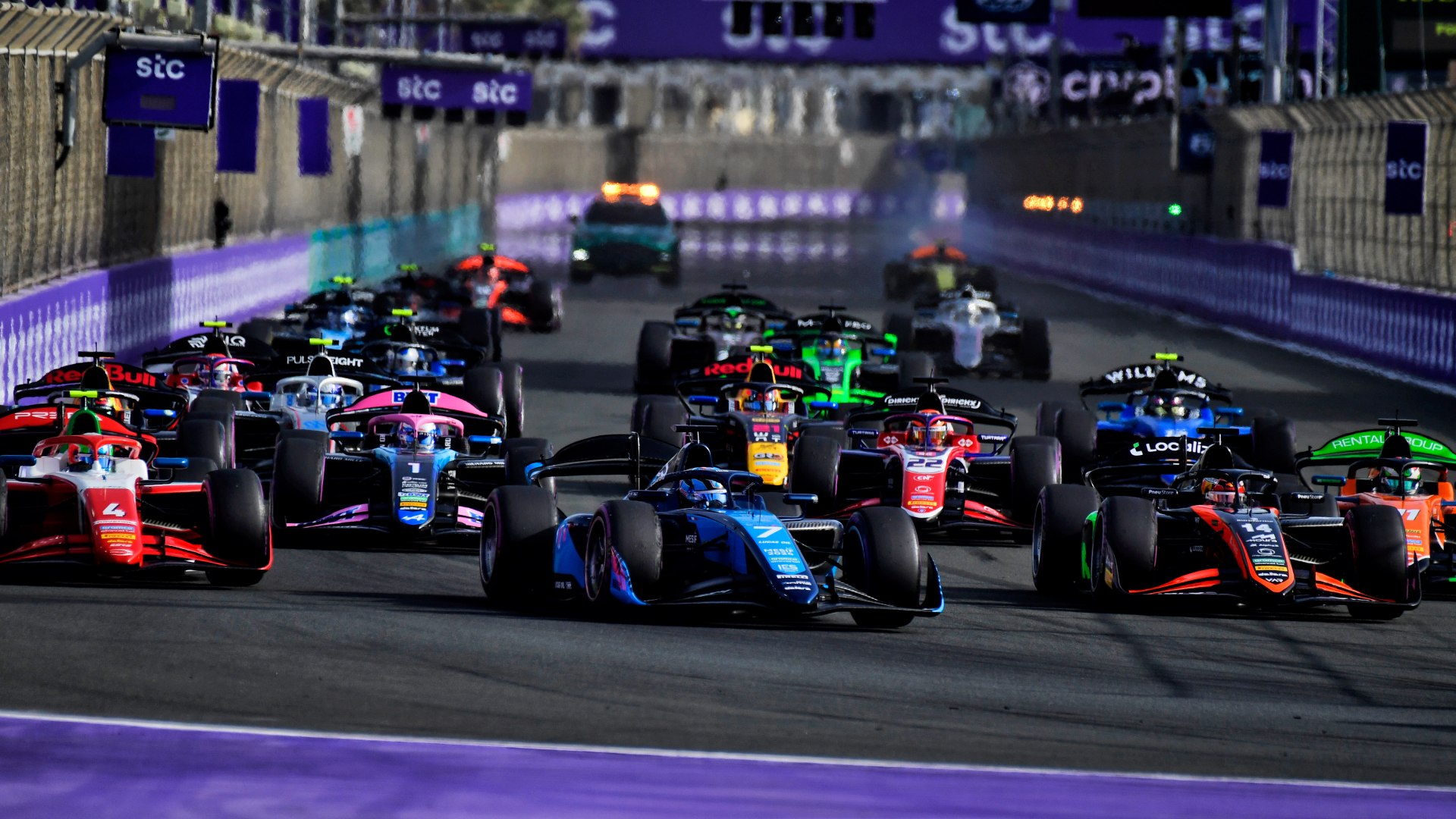 Start of the 2024 Saudi Arabian Feature Race at Jeddah Corniche Circuit