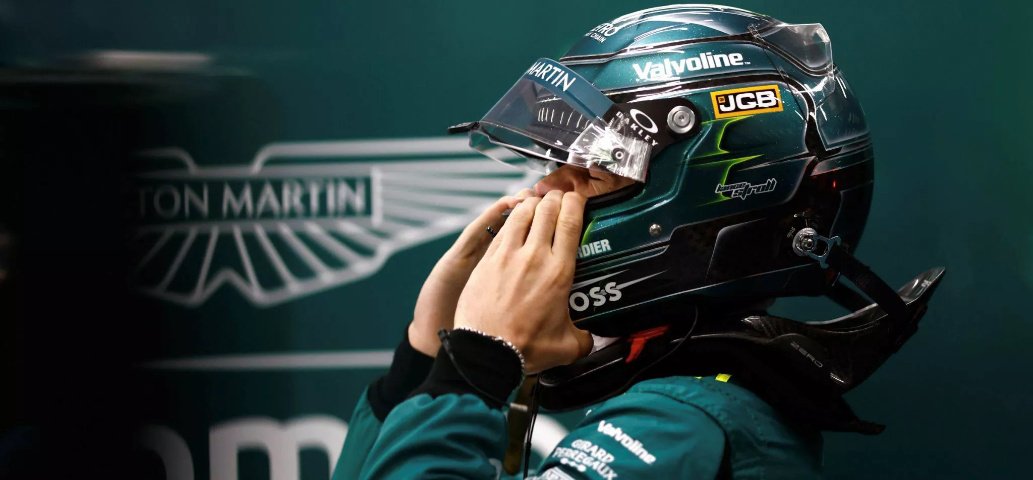 Lance Stroll wearing HANS device
