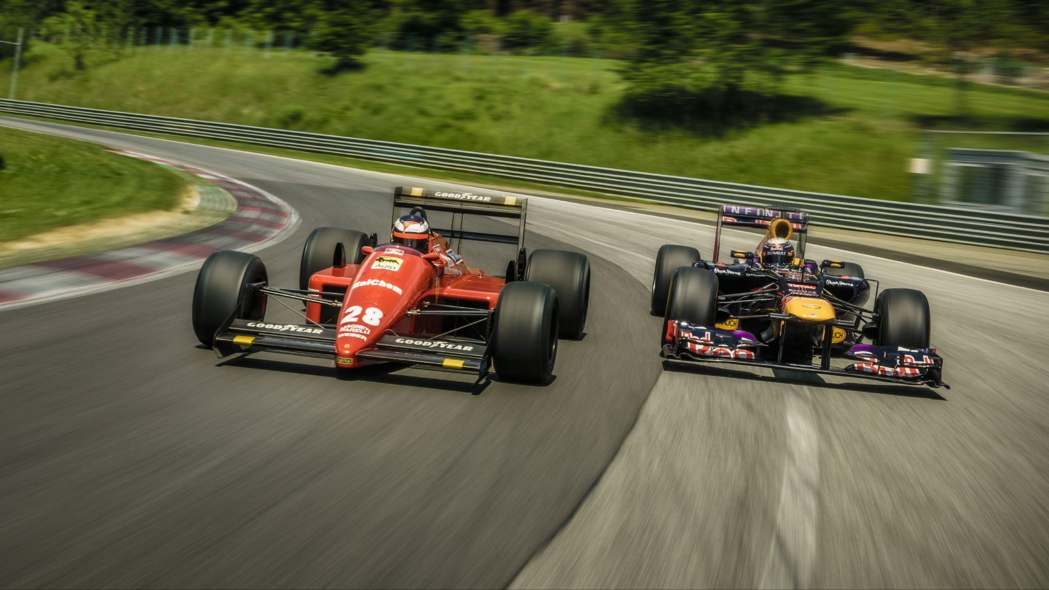 Red Bull and Ferrari on track