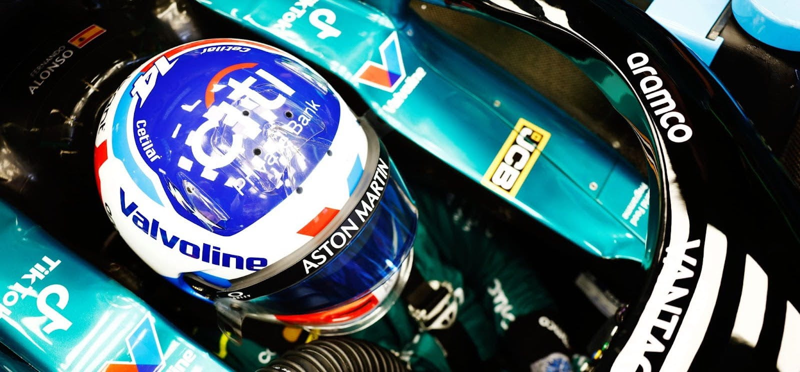 Fernando Alonso helmet with Valvoline logo