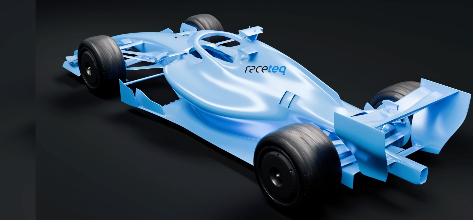 3D render of a 2026 F1 car, rear 3/4 view