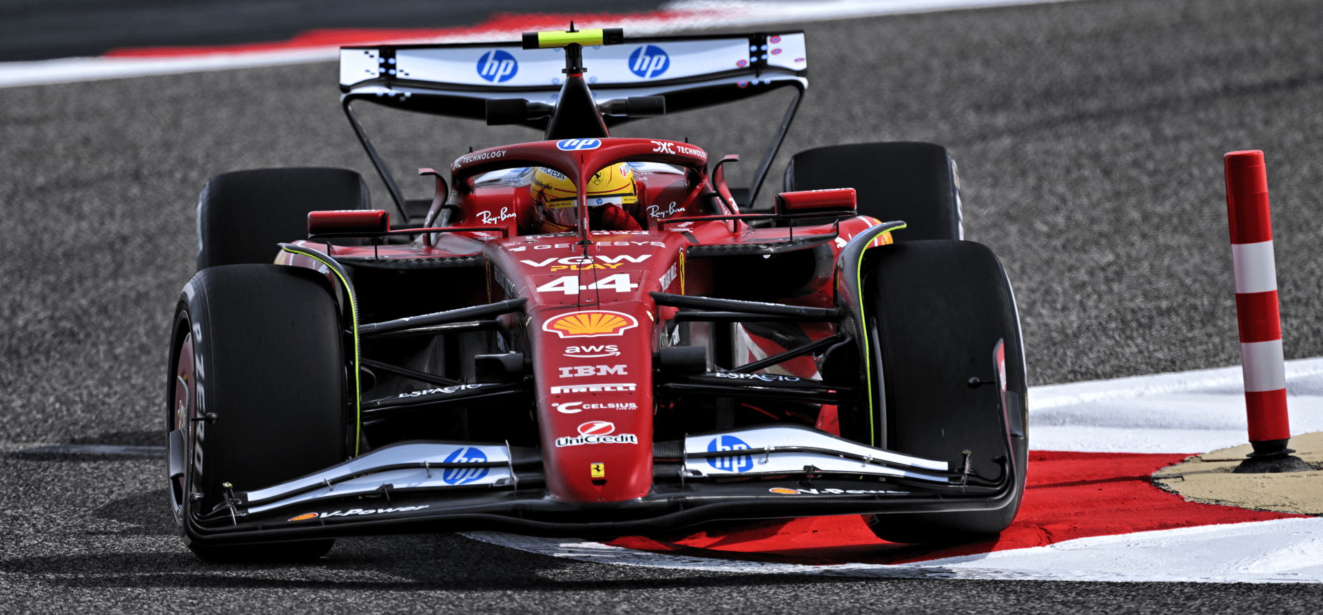 Ferrari SF-25 on track in Bahrain