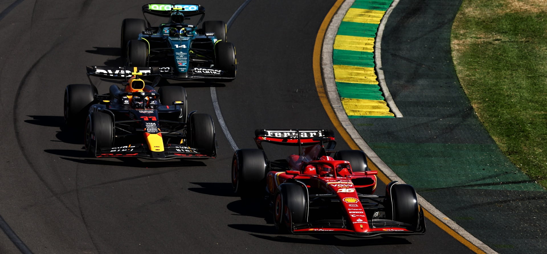 2024 Australian Grand Prix, Ferrari leading Red Bull and Aston Martin