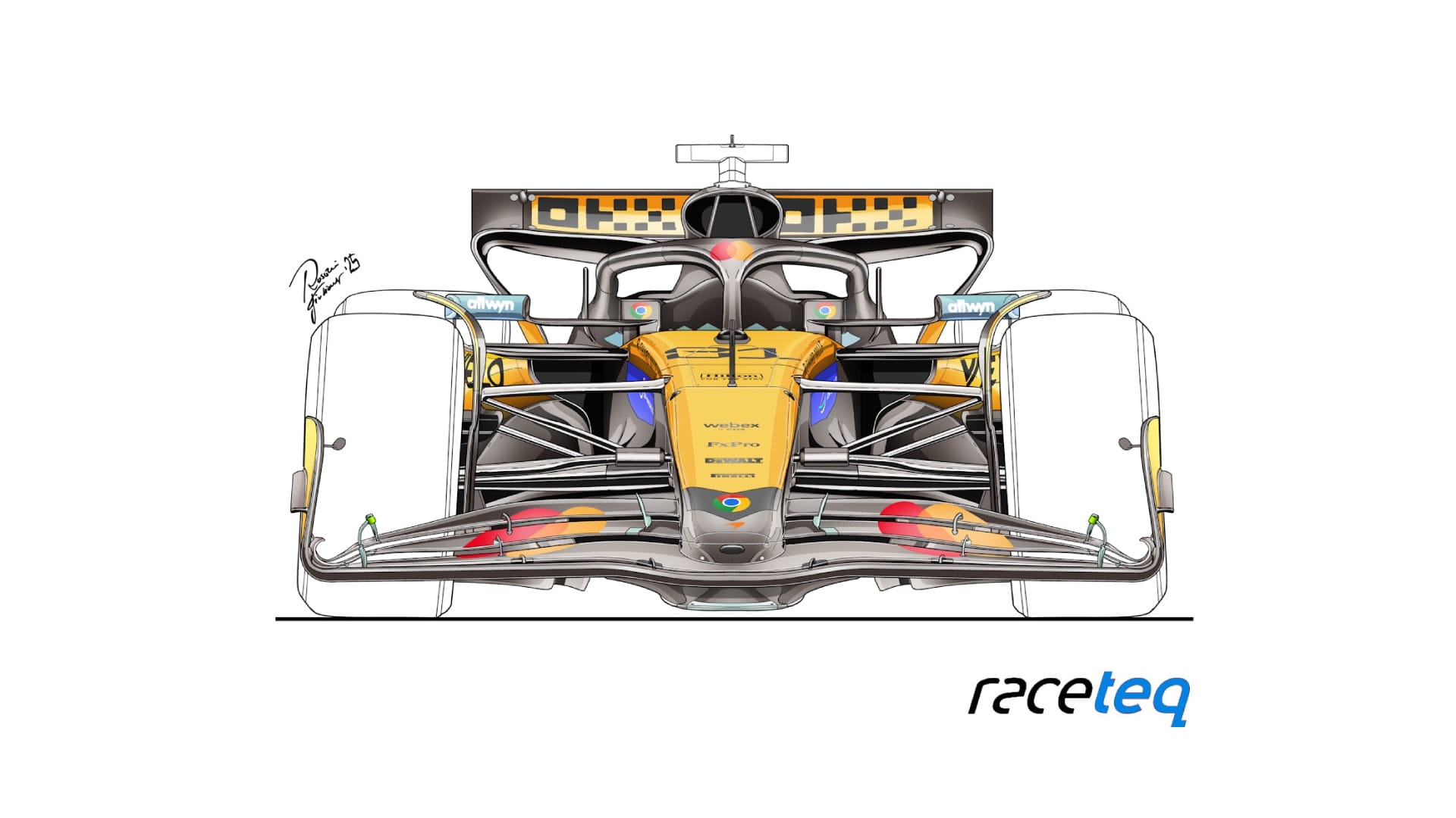 Illustration of the front of the 2025 McLaren F1 car