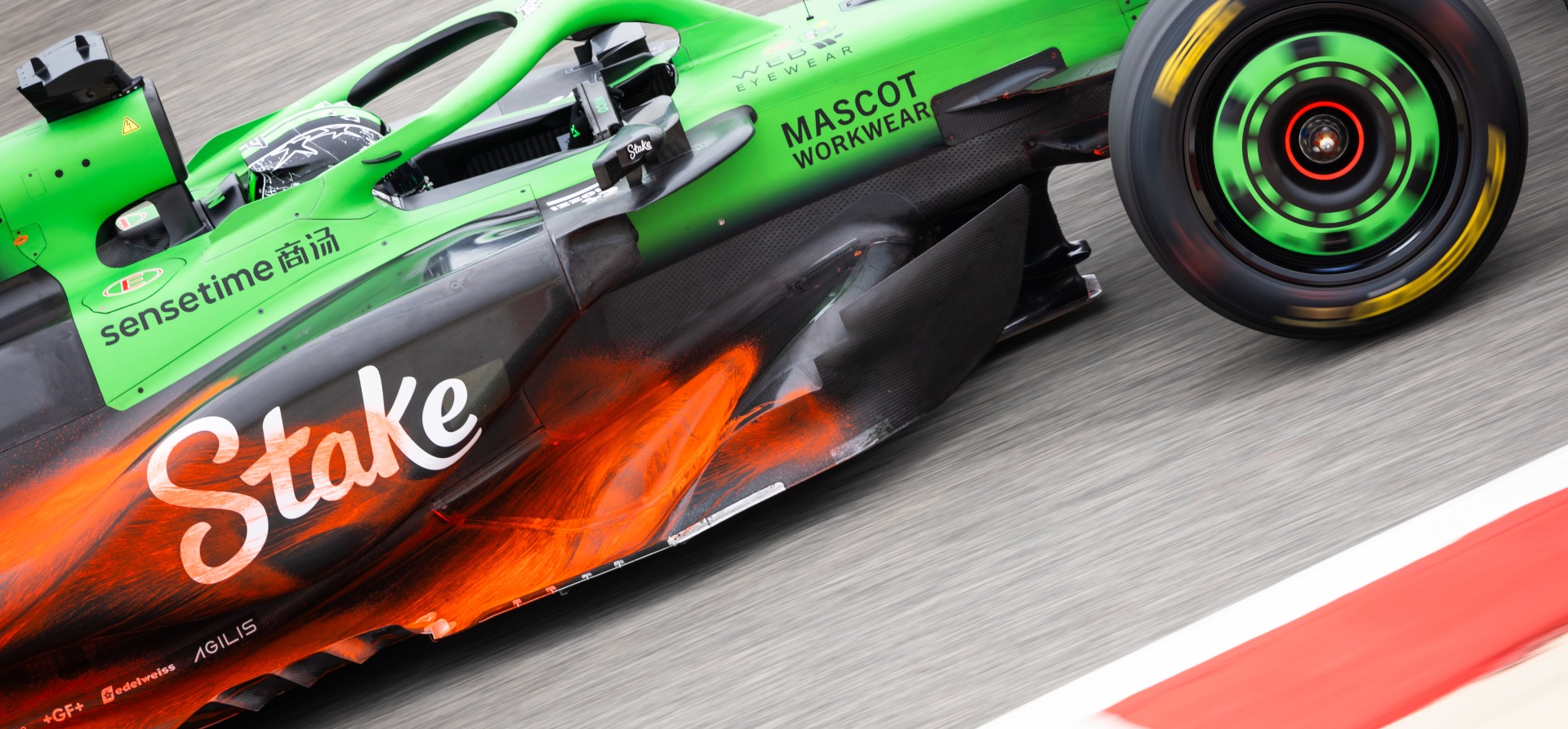 Flow-vis paint on the side of a Sauber during 2025 preseason testing